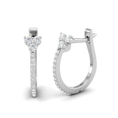 14K Gold Flower Diamond Huggie Earrings,  Earring, ABH-101.1-D, diamond huggie earrings, Earring, floral diamond huggie, Belarino
