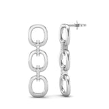 14k White Gold Chain-link Diamond Drop Earrings - Abtin & Company 