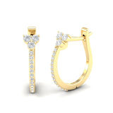 14K Gold Flower Diamond Huggie Earrings - Abtin & Company 