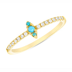 14K Diamond & Turquoise Stackable Ring. GDDB-123V1-TQD,  Color Stones, Color Stones, Belarino