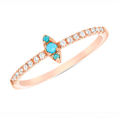 14K Diamond & Turquoise Stackable Ring. GDDB-123V1-TQD,  Color Stones, Color Stones, Belarino