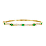 14K Gold Diamond and Emerald Bangle - Abtin & Company 