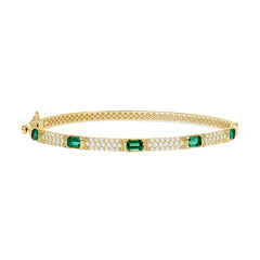 14K Emerald & Diamond Bangle ABA-21Y-EMD,  , Bracelet, Belarino