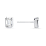 14K Gold Emerald-cut Diamond Stud Earring - Abtin & Company 