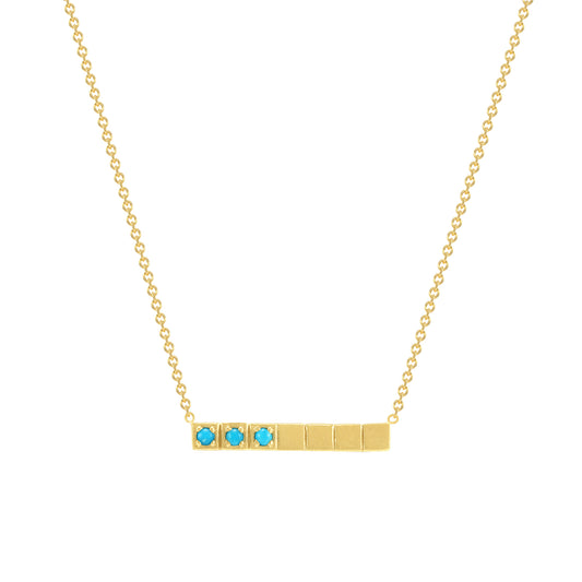 14K Gold Turquoise Bar Pendant - Abtin & Company 