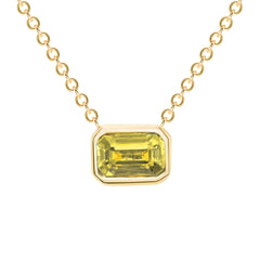 14K Emerald Cut Yellow Sapphire Bezel Necklace. GGDN-143Y-YSF,  Necklace, Necklace, Belarino