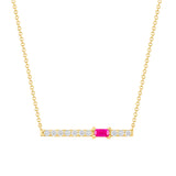 14K Diamond and Pink Sapphire Bar Pendant - Abtin & Company 