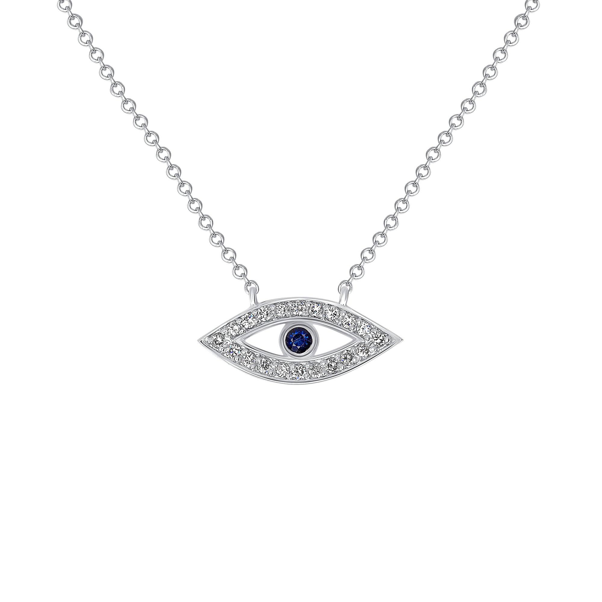 14K Gold Diamond & Blue Sapphire Evil Eye Pendant. GGDP-109-BSDD,  Pendant, Pendant, Belarino