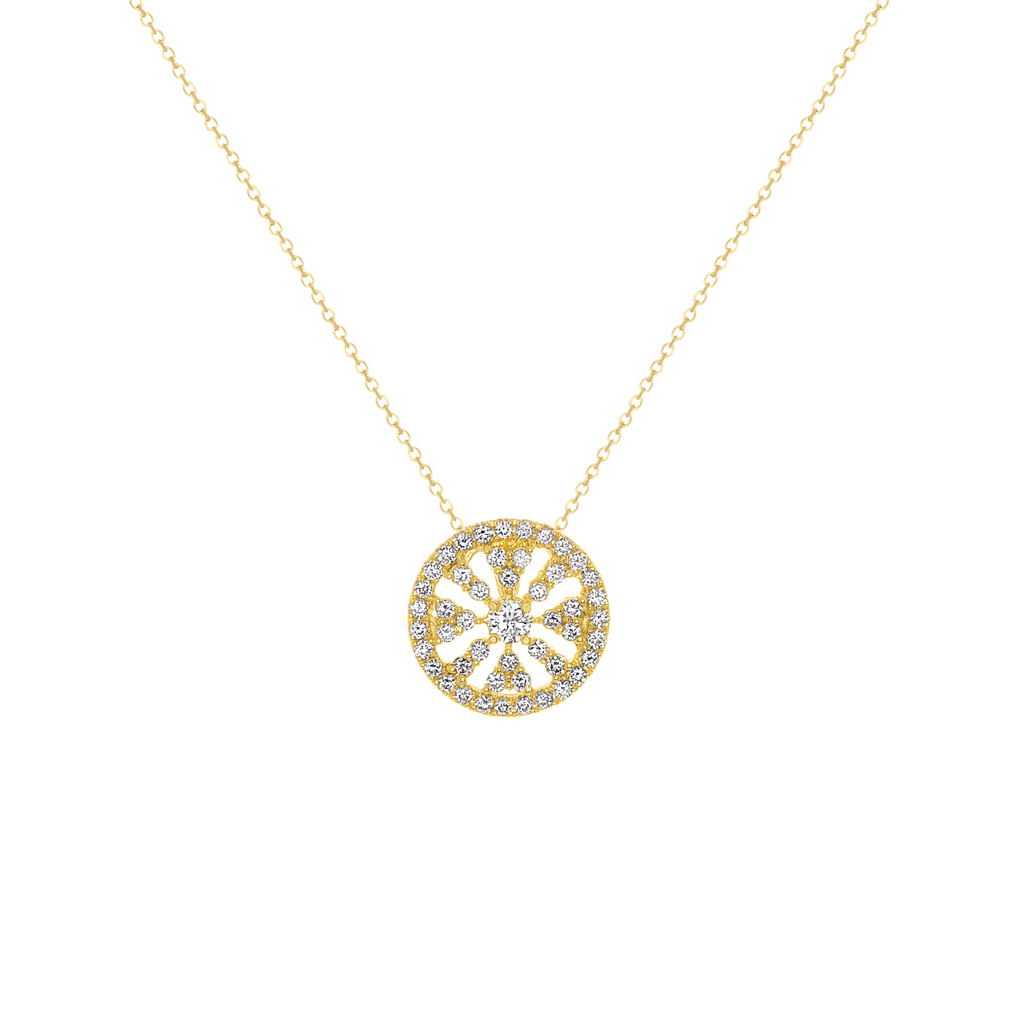 14K Gold Flower Cluster Diamond Pendant - Abtin & Company 