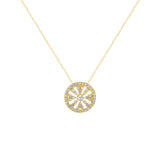 14K Gold Flower Cluster Diamond Pendant - Abtin & Company 