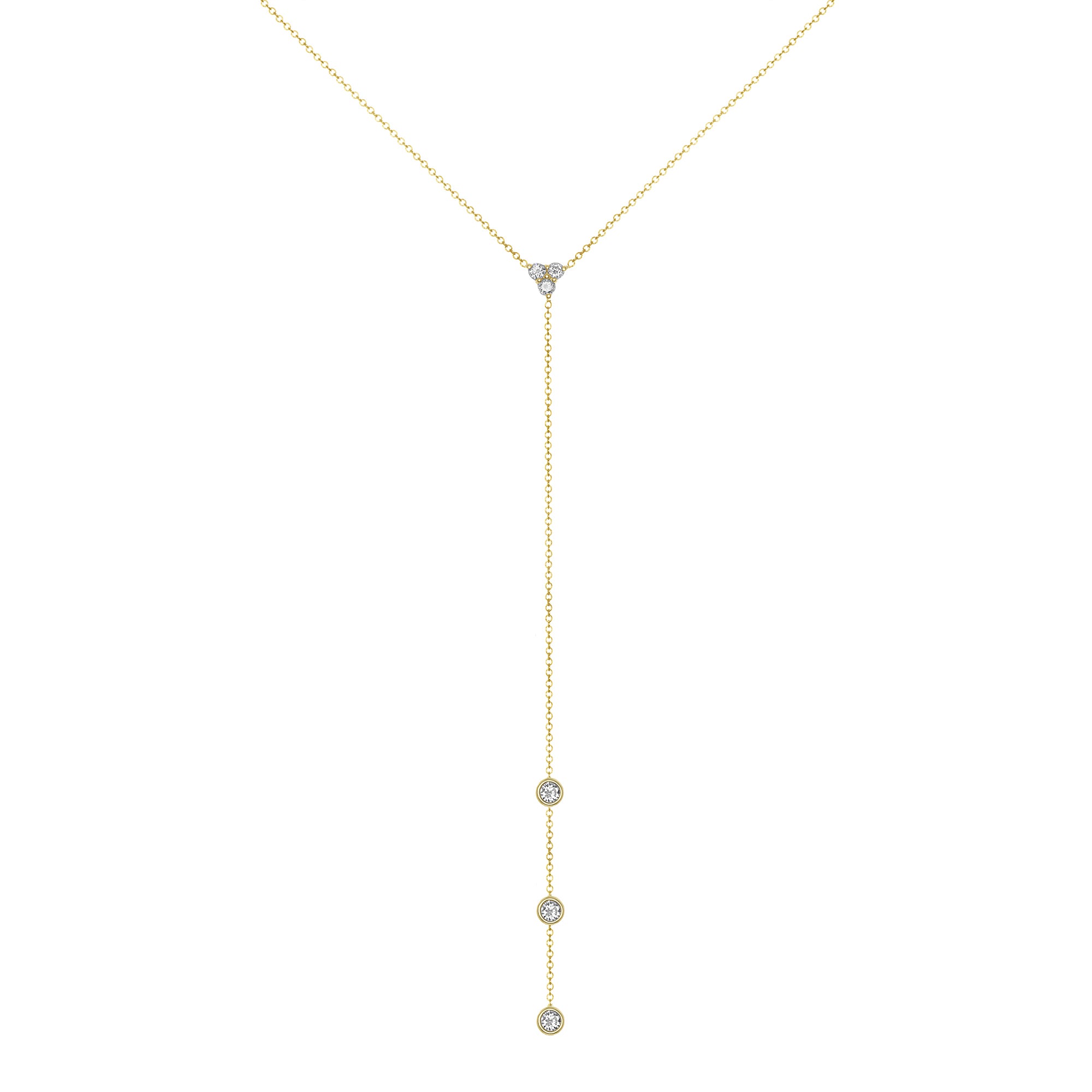 14K Gold Diamond Y-Necklace Lariat Necklace - Abtin & Company 