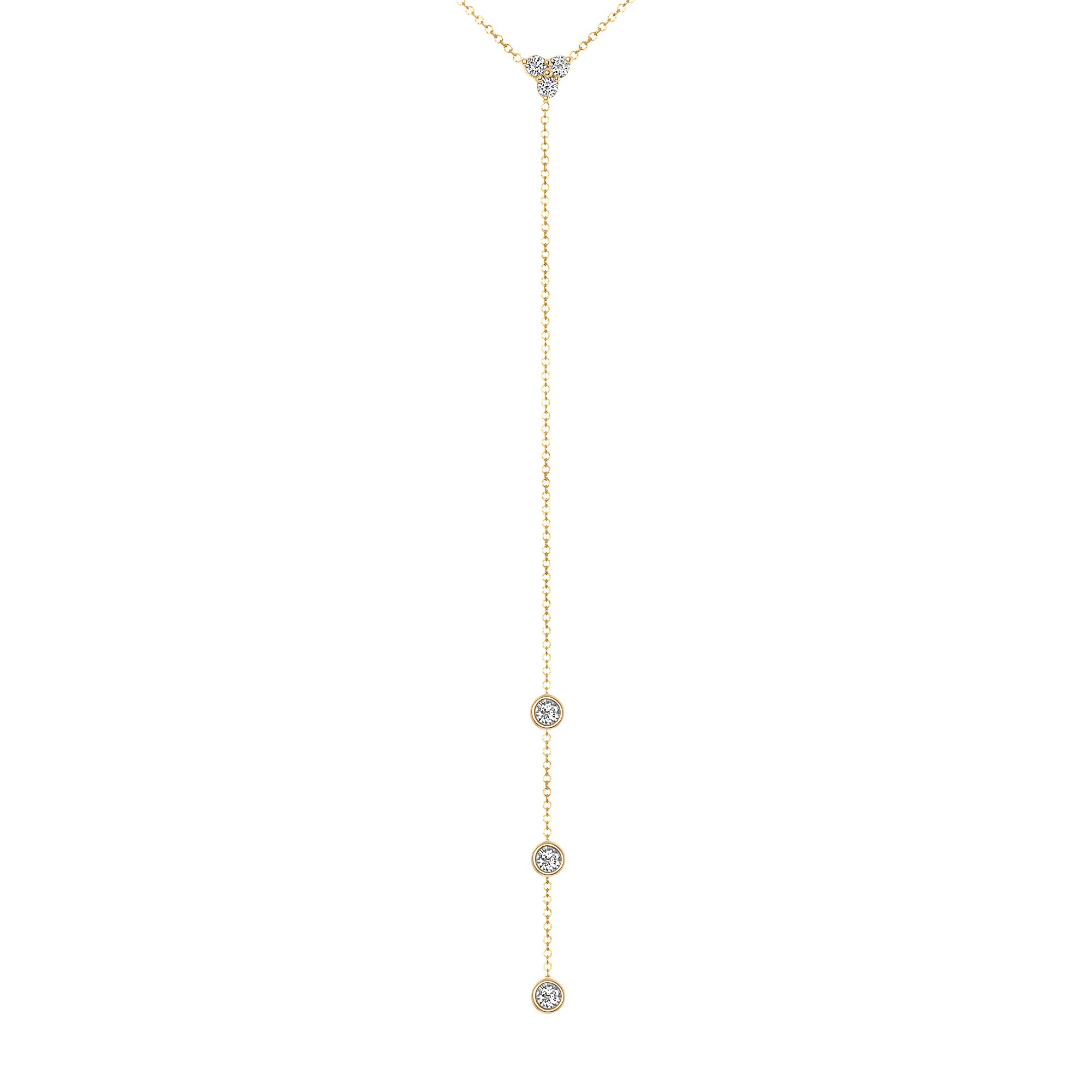 14K Gold Diamond Y-Necklace Lariat Necklace - Abtin & Company 