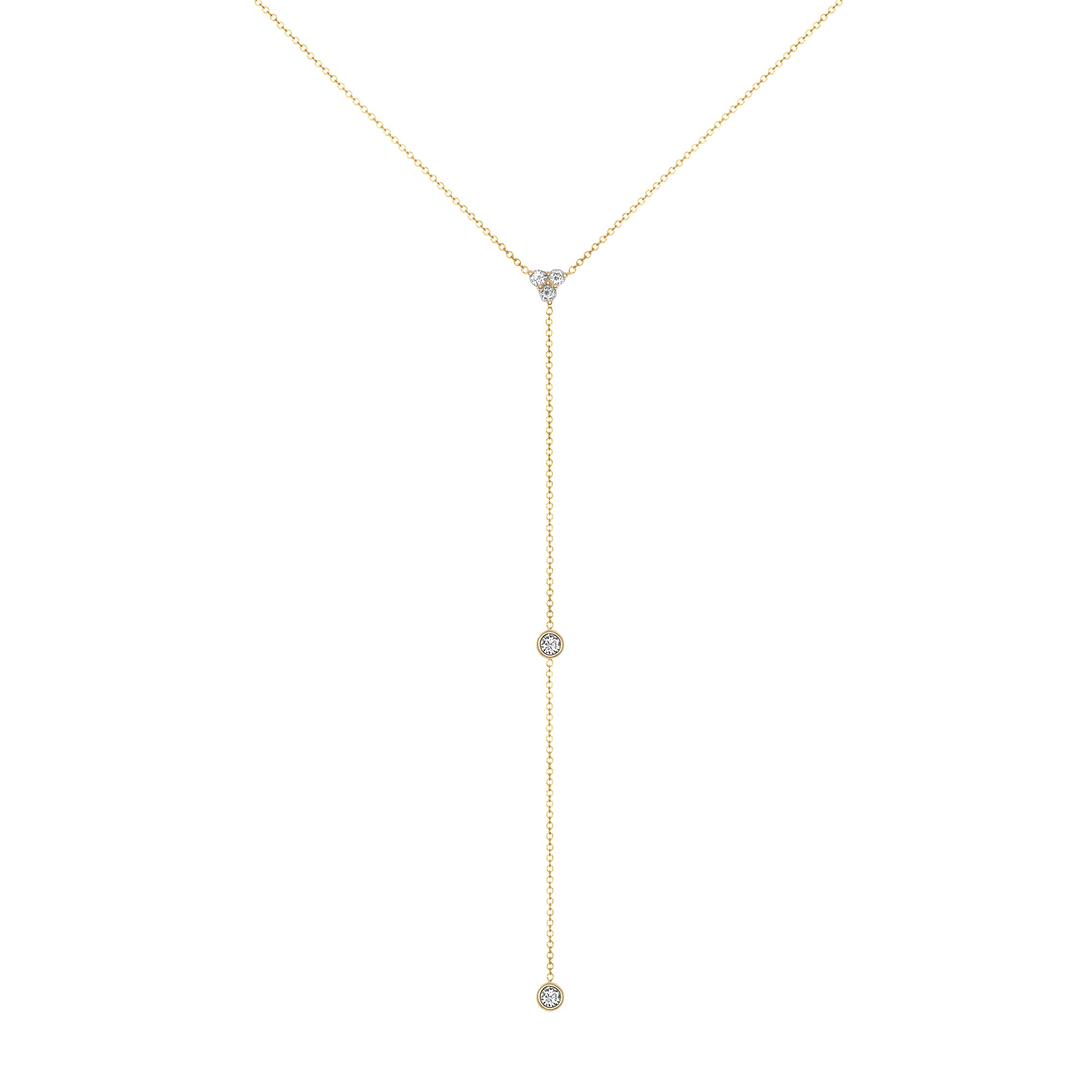 14K Diamond Y-Necklace Lariat Necklace - Abtin & Company 