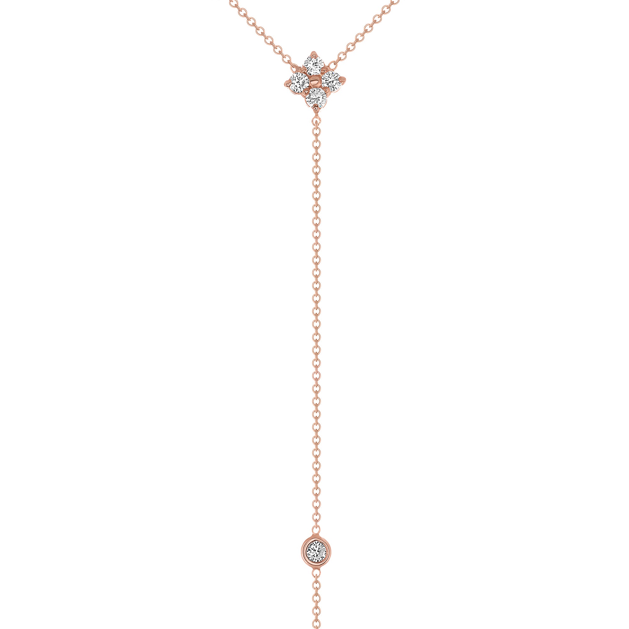 14K Gold Diamond Lariat Necklace Diamond Y-Necklace - Abtin & Company 