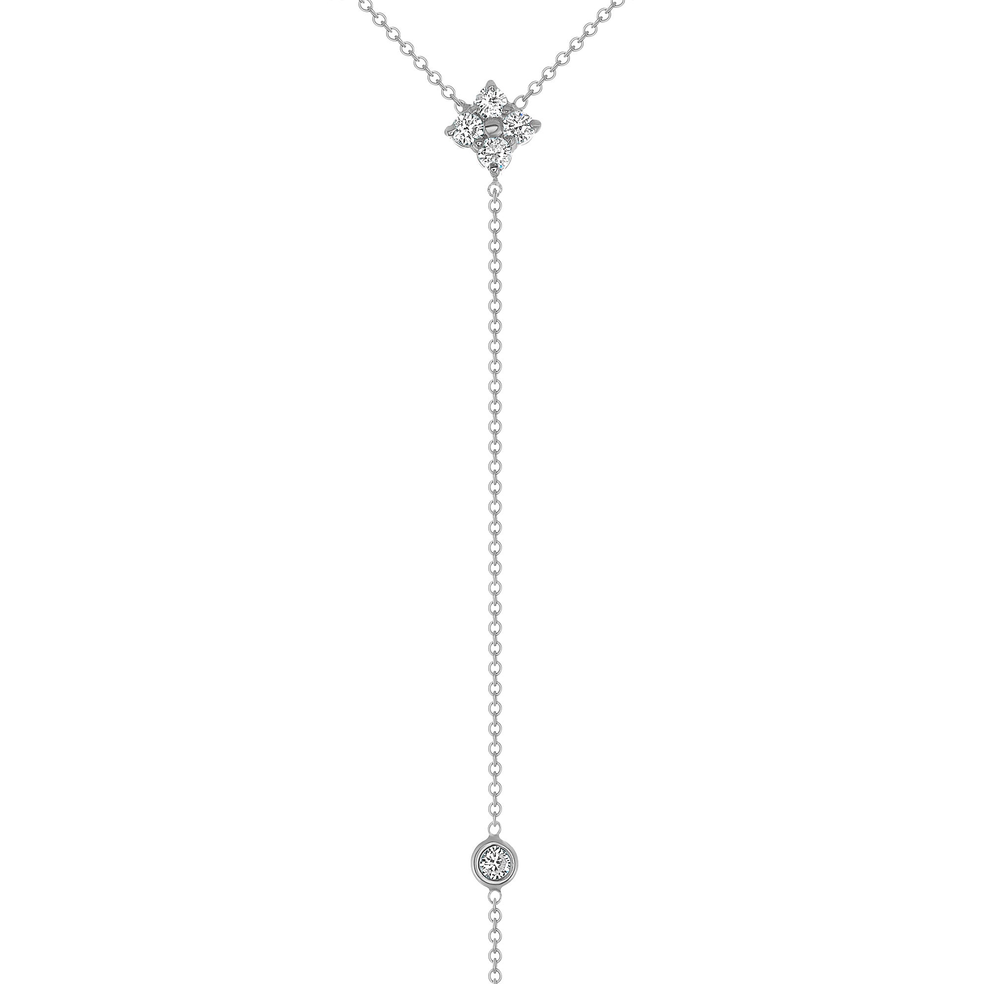 14K Gold Diamond Lariat Necklace Diamond Y-Necklace - Abtin & Company 