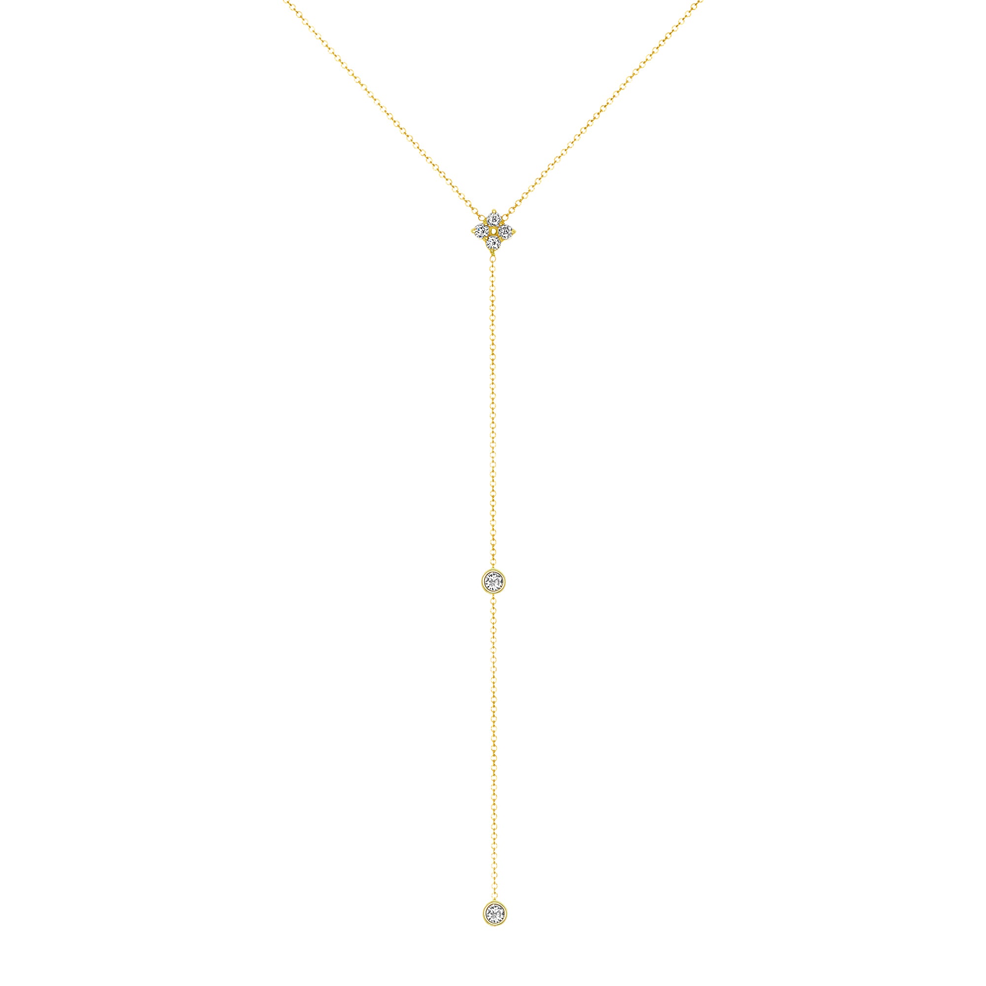 14K Gold Diamond Lariat Necklace Diamond Y-Necklace - Abtin & Company 