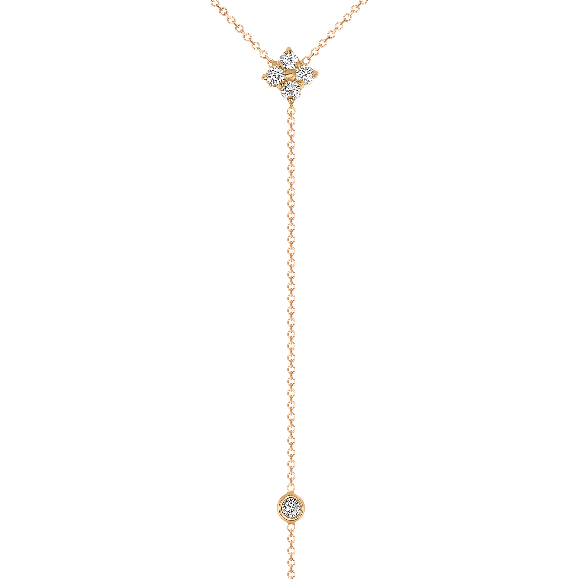 14K Gold Diamond Lariat Necklace Diamond Y-Necklace - Abtin & Company 