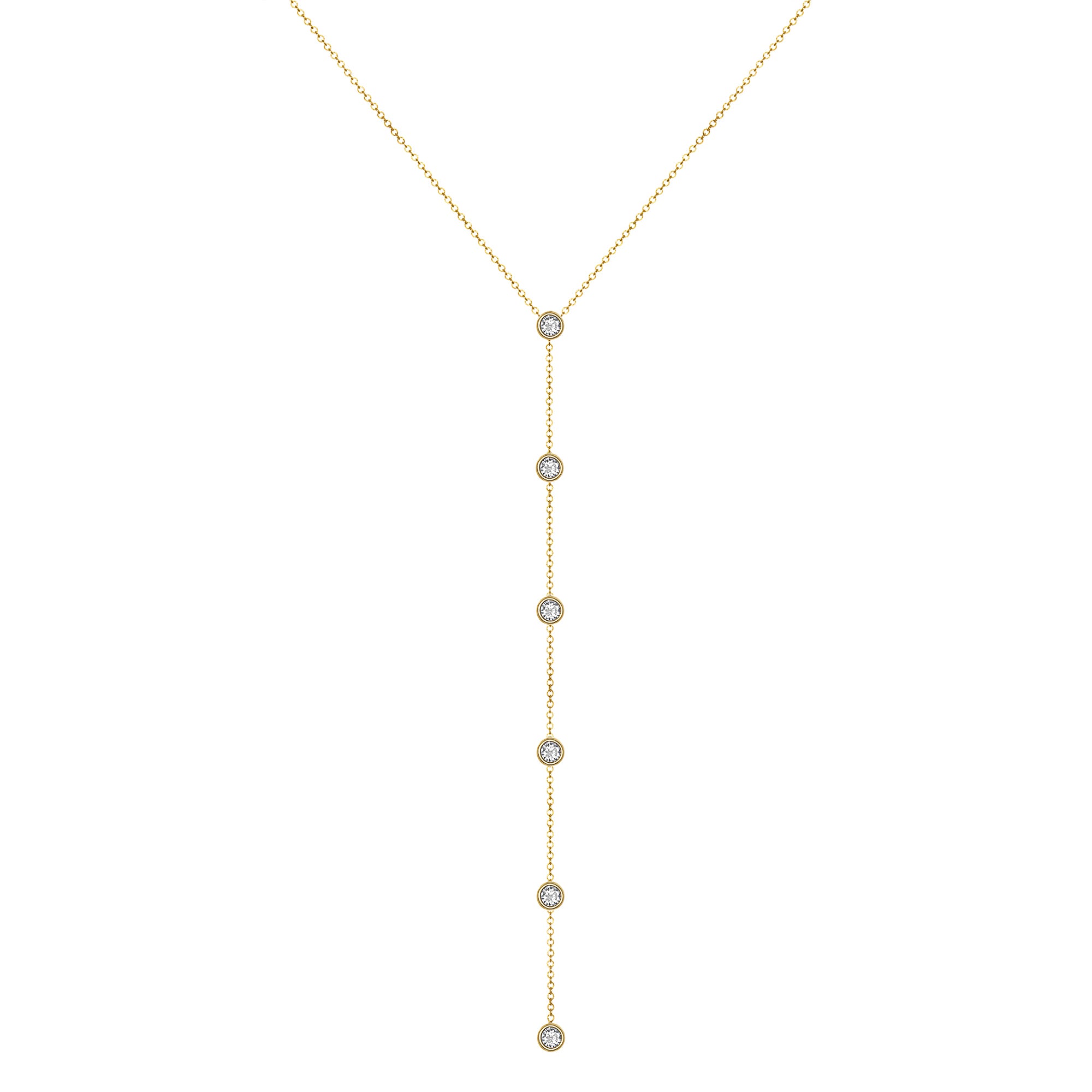 14K Gold Diamond Lariat Necklace Diamond Y-Necklace - Abtin & Company 