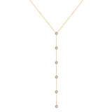 14K Gold Diamond Lariat Necklace Diamond Y-Necklace - Abtin & Company 