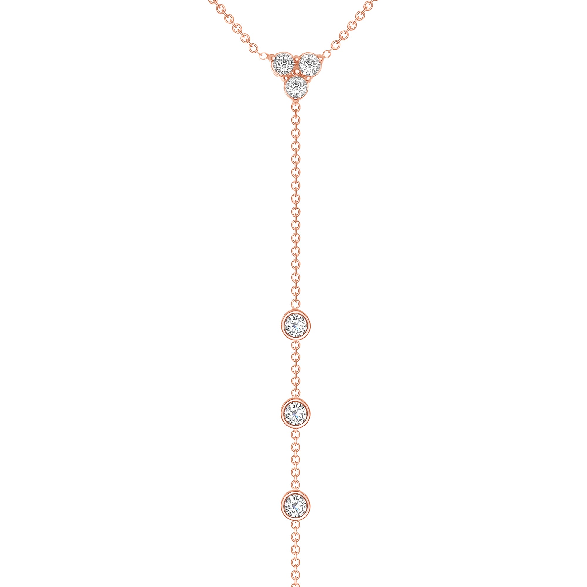 14K Gold Diamond Lariat Necklace/ Y-Necklace - Rose Gold