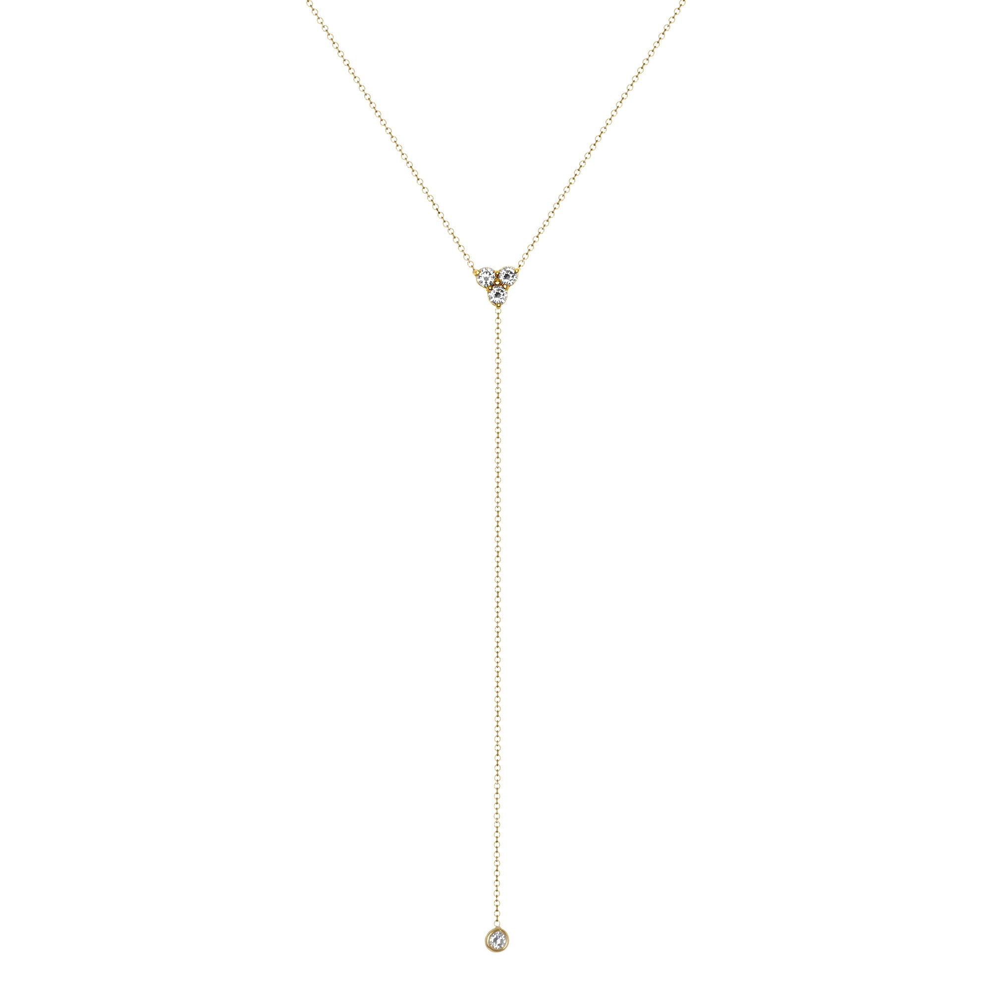 14K Diamond Y-Necklace Lariat Necklace - Abtin & Company 