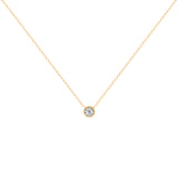 14K Gold Diamond Solitaire Necklace Bezel Set Pendant/Round Diamond Necklace - Abtin & Company 