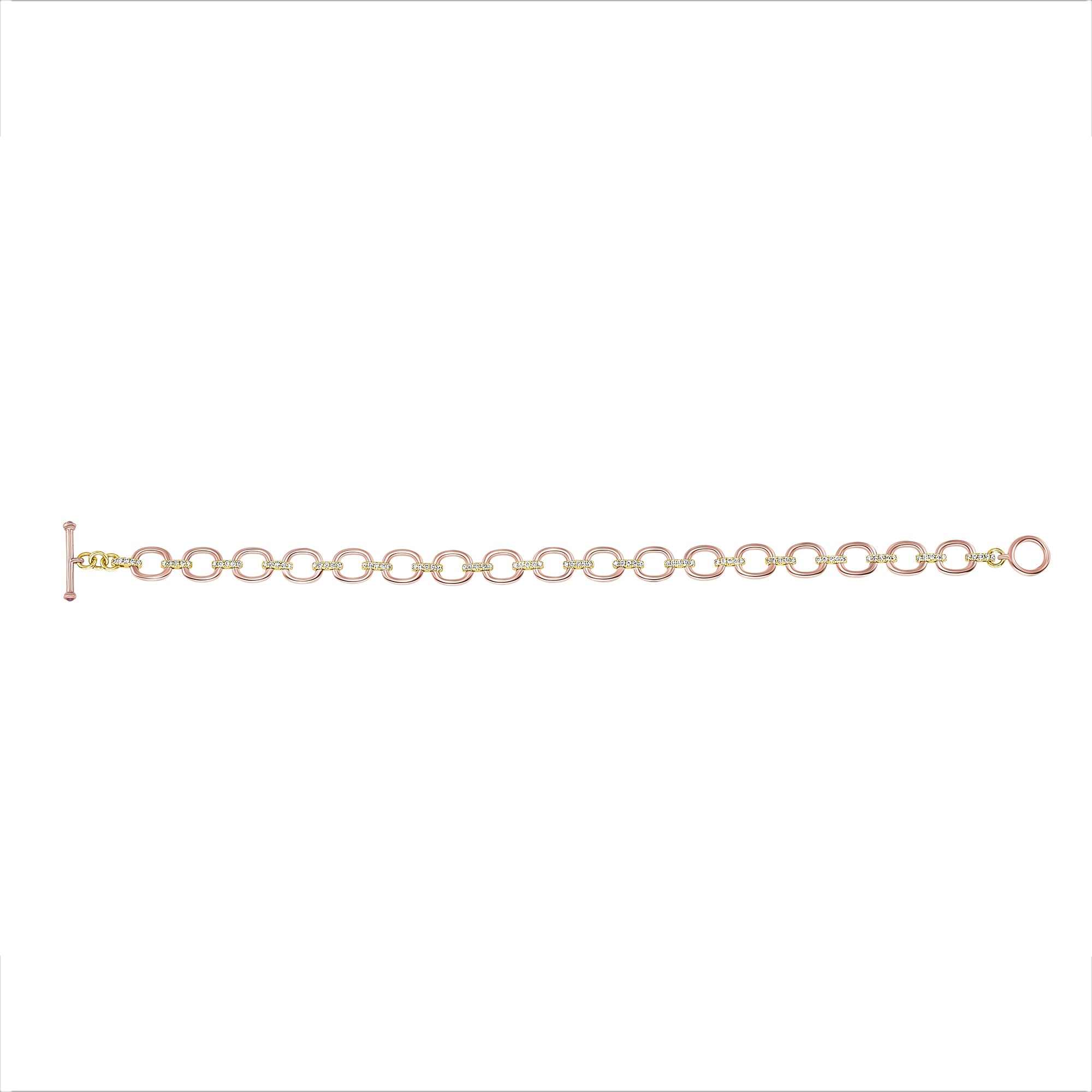 14K Gold Diamond Chain-Link Bracelet/Two Tone Bracelet GGDBR-100.1C5-D,  Bracelet, Bracelet, Belarino