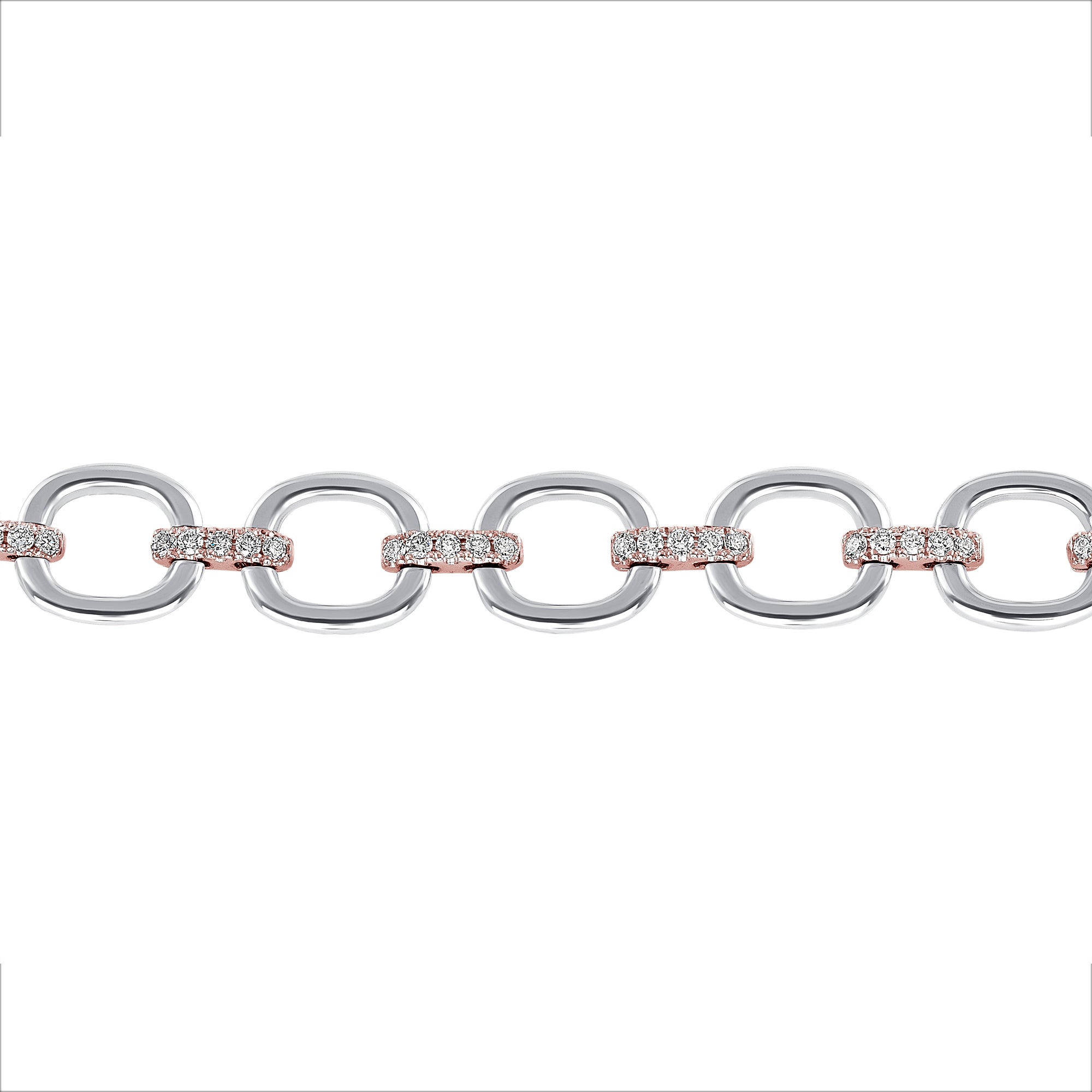 14K Gold Diamond Chain-Link Bracelet Two-Tone Bracelet - Abtin & Company 