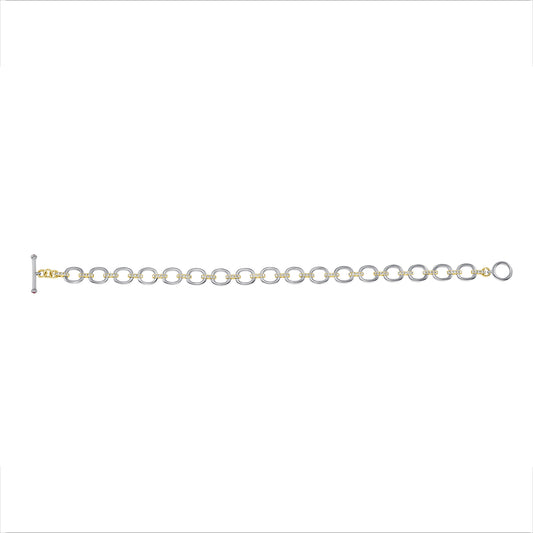 14K Gold Diamond Chain-Link Bracelet Two-Tone Bracelet - Abtin & Company 