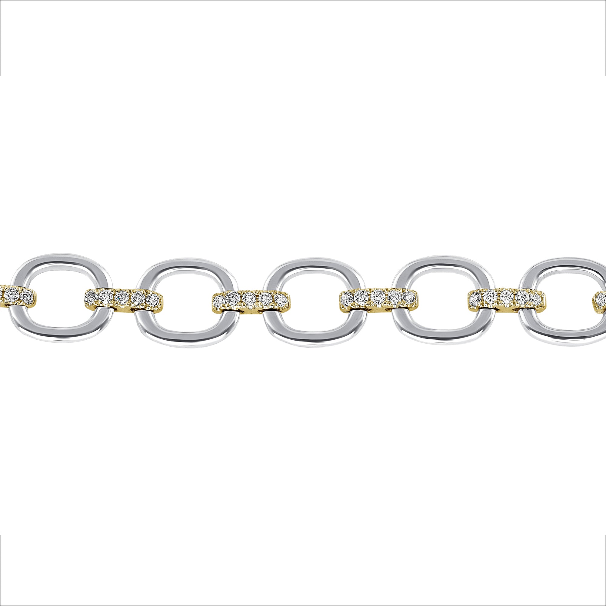 14K Gold Diamond Chain-Link Bracelet Two-Tone Bracelet - Abtin & Company 