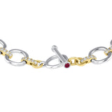 14K Gold Diamond Chain-Link Bracelet Two-Tone Bracelet - Abtin & Company 