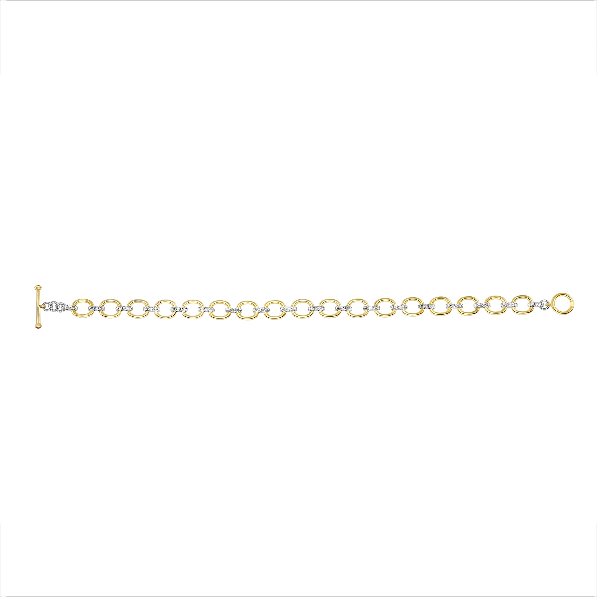 14K Gold Diamond Chain-Link Bracelet/Two-Tone Bracelet GGDBR-100.1C3-D,  Bracelet, Bracelet, Belarino