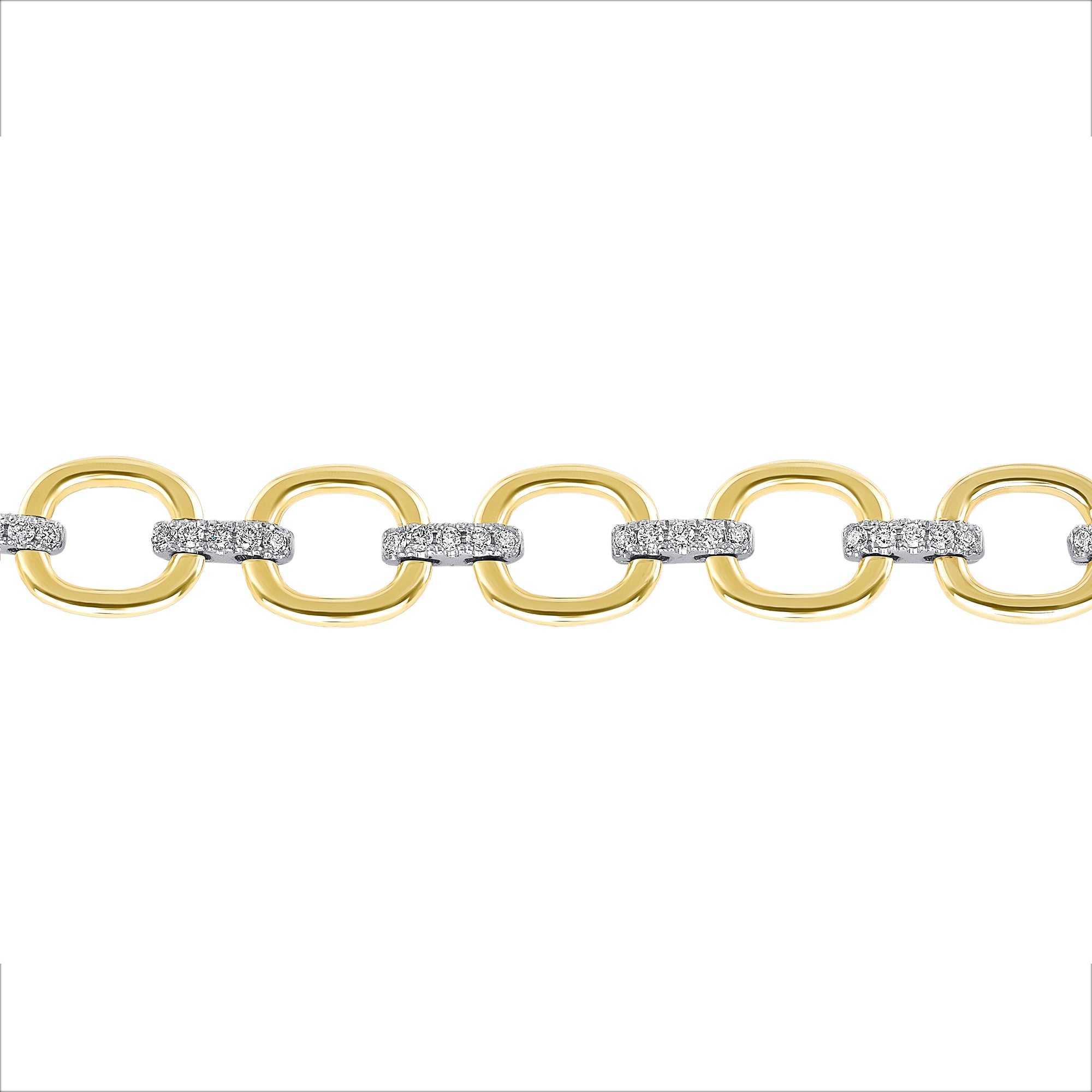 14K Gold Diamond Chain-Link Bracelet Two-Tone Bracelet - Abtin & Company 