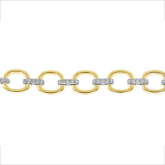 14K Gold Diamond Chain-Link Bracelet/Two-Tone Bracelet GGDBR-100.1C3-D,  Bracelet, Bracelet, Belarino