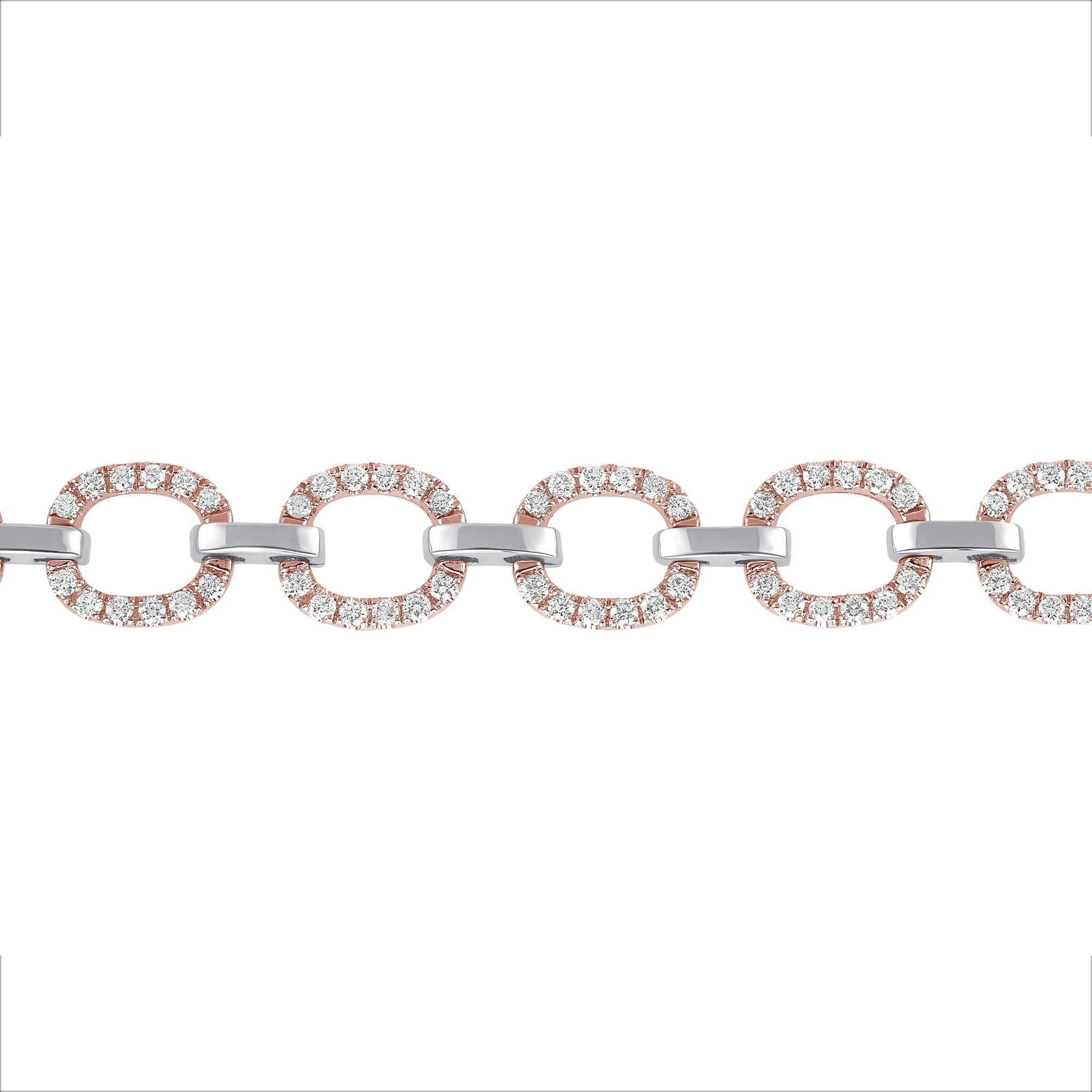 14K Gold Diamond Chain-link Bracelet Two Tone Bracelet - Abtin & Company 