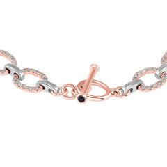 14K Gold Diamond Chain-link Bracelet/Two Tone Bracelet. GGDBR-100.2C6-D,  Bracelet, Bracelet, Belarino