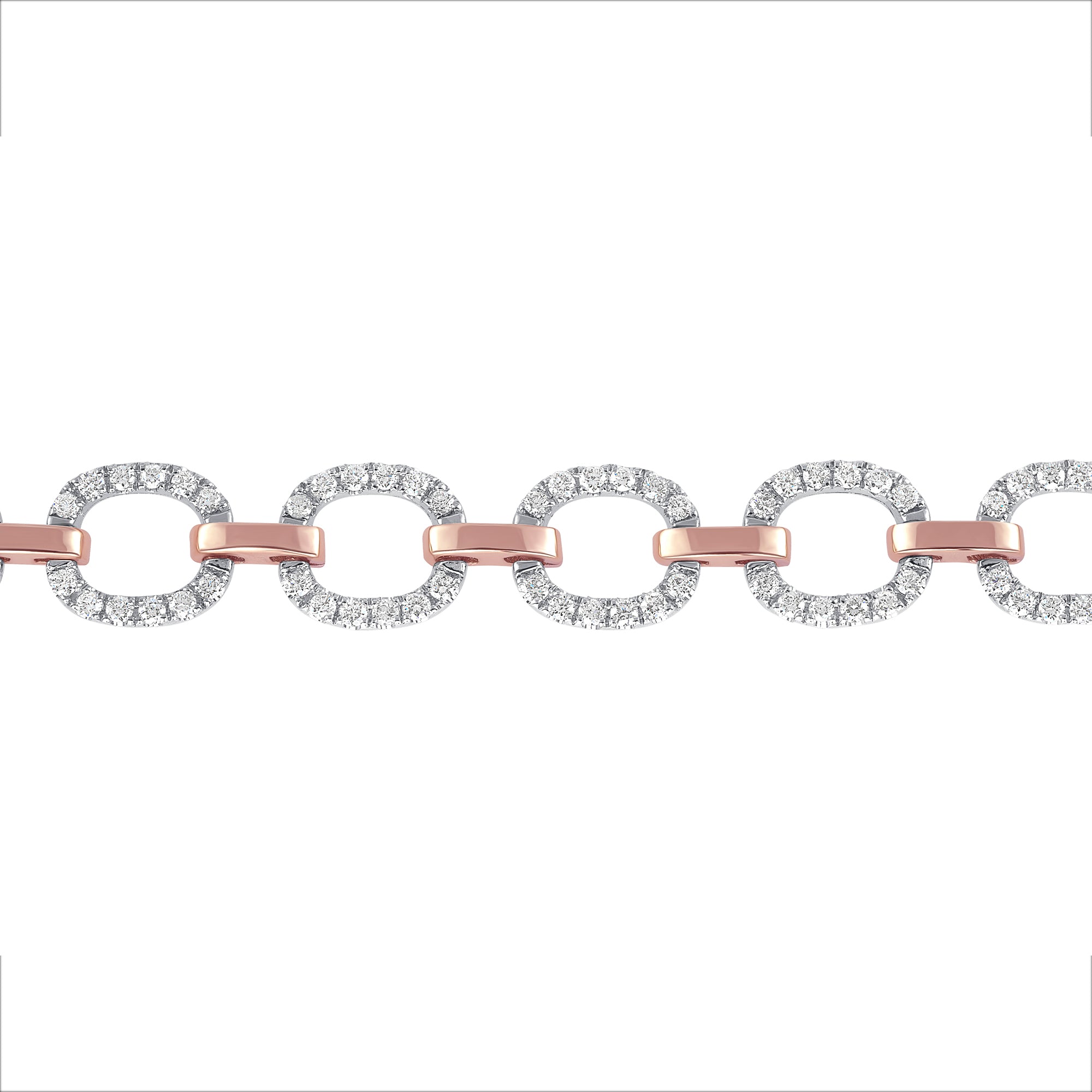 14K Gold Diamond Chain-Link Bracelet Two Tone Bracelet - Abtin & Company 