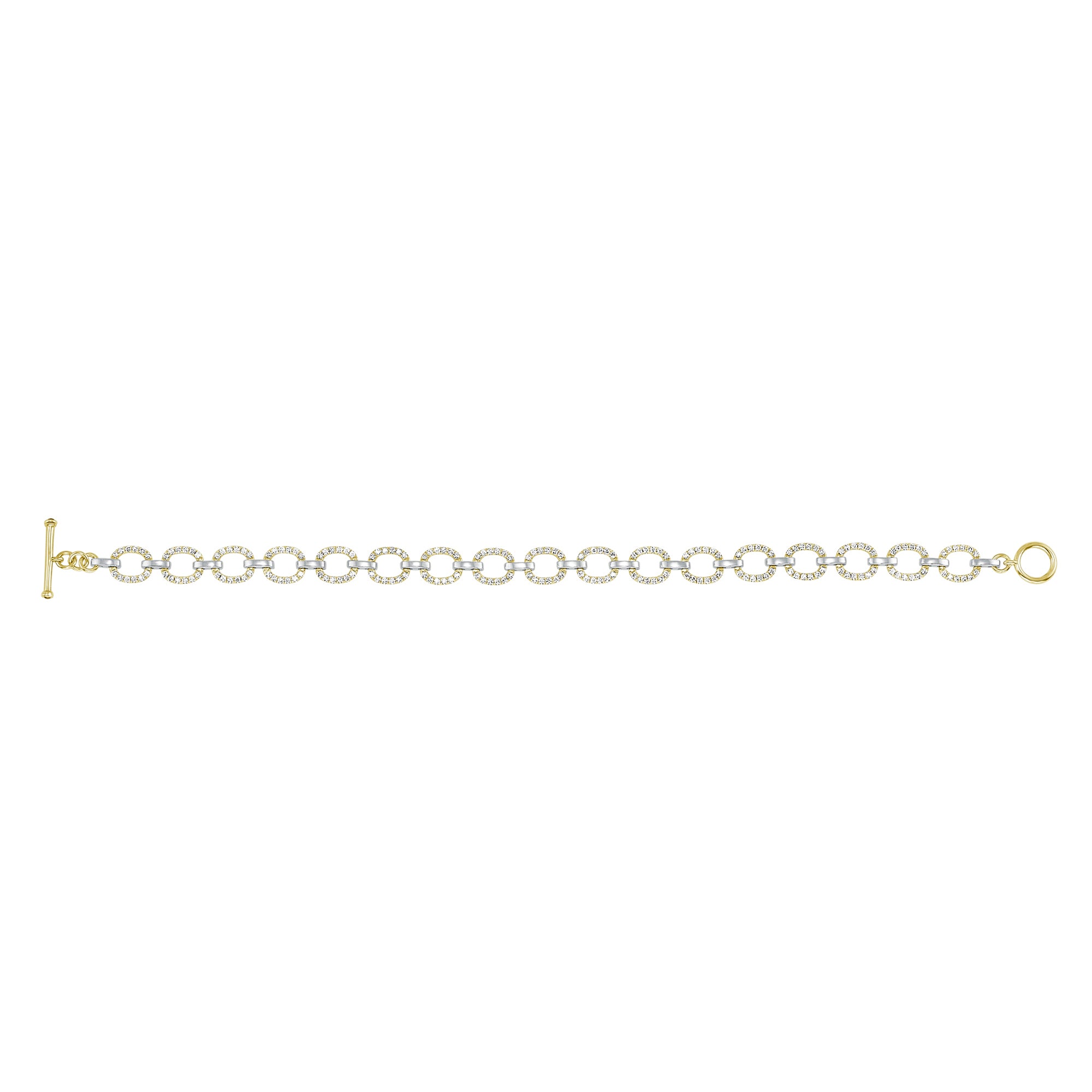 14K Gold Diamond Chain-Link Bracelet/Two-Tone Bracelet GGDBR-100.2C3-D,  Bracelet, Bracelet, Belarino