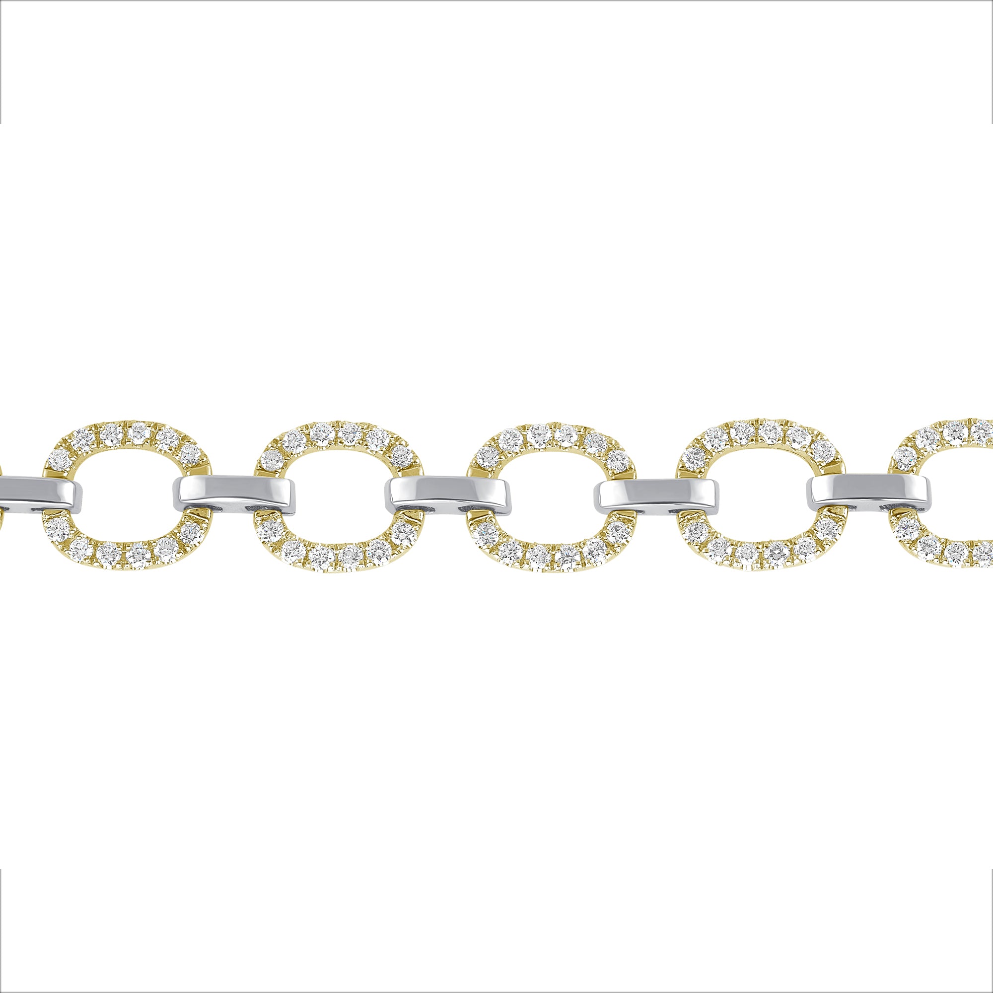 14K Gold Diamond Chain-Link Bracelet Two-Tone Bracelet - Abtin & Company 