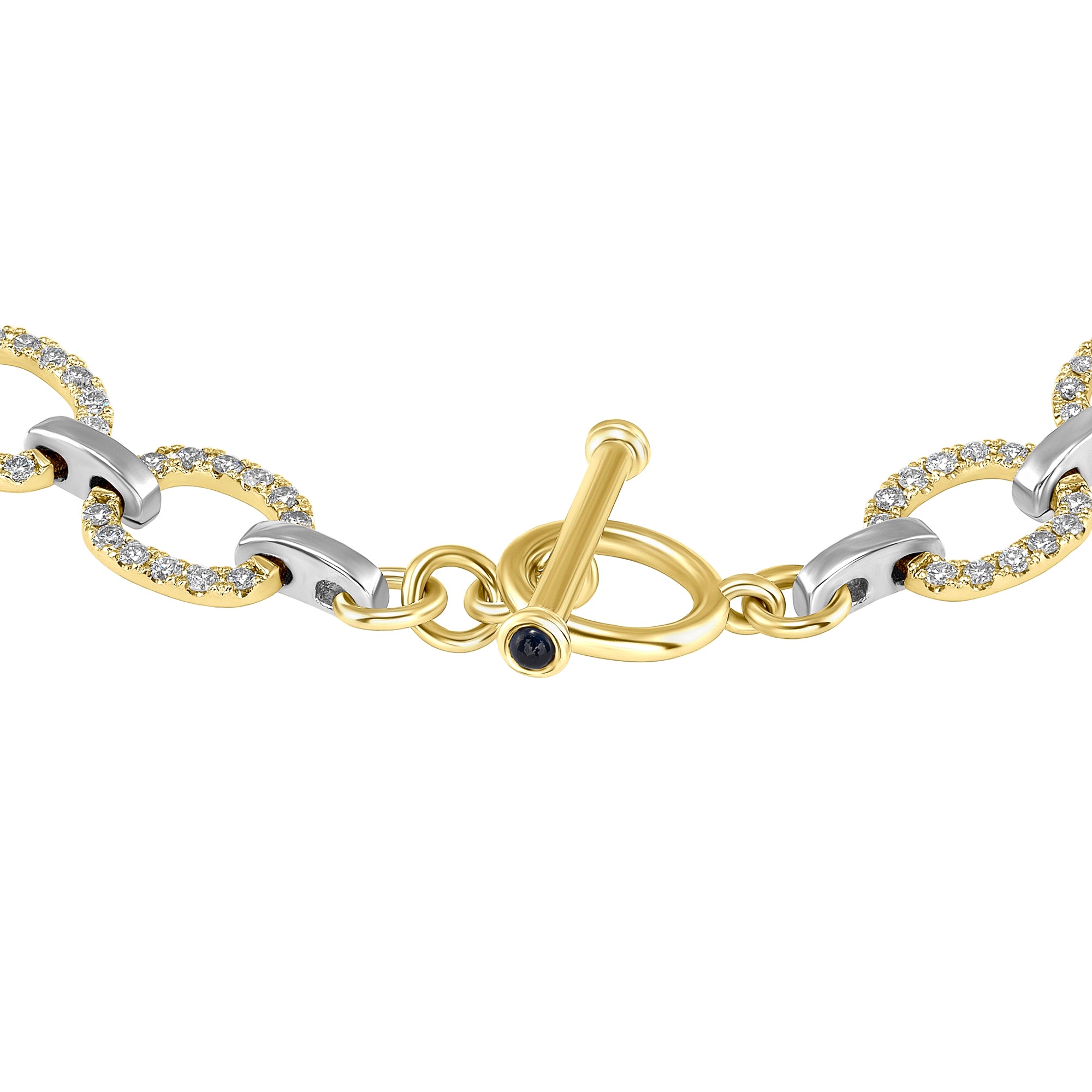 14K Gold Diamond Chain-Link Bracelet Two-Tone Bracelet - Abtin & Company 