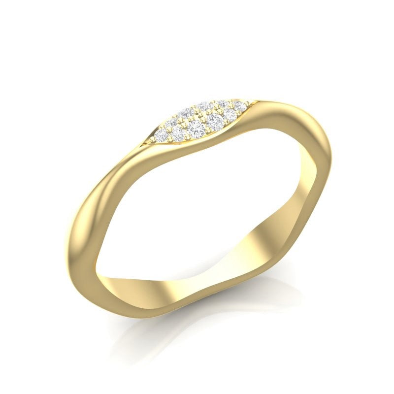 14k Gold Marquise Shape Wave Diamond Stackable Ring - Abtin & Company 