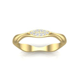 14k Gold Marquise Shape Wave Diamond Stackable Ring - Abtin & Company 