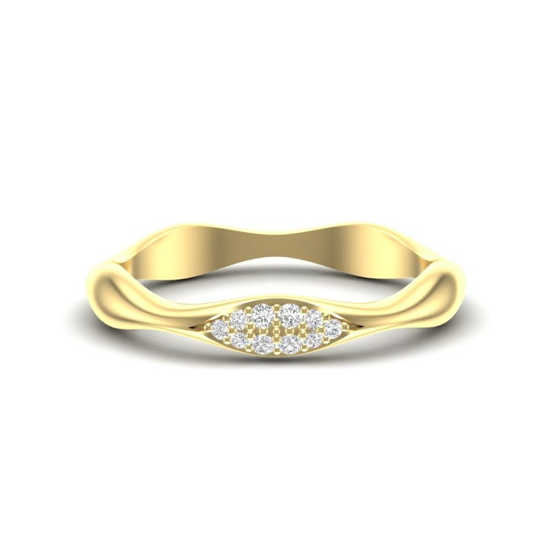 14k Gold Marquise Shape Wave Diamond Stackable Ring - Abtin & Company 