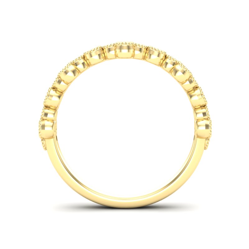 14k Gold Milgrain Flower Diamond Stacking Ring Wedding Band - Abtin & Company 