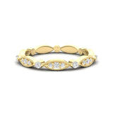 14k Gold Vintage Style Diamond Marquise Stackable Ring Wedding Band - Abtin & Company 