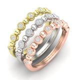 14k Gold Diamond Milgrain Bezel & Bead Stackable Ring Wedding Band - Abtin & Company 