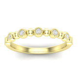 14k Gold Diamond Milgrain Bezel & Bead Stackable Ring Wedding Band - Abtin & Company 