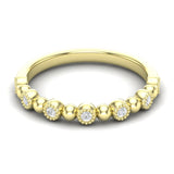 14k Gold Diamond Milgrain Bezel & Bead Stackable Ring Wedding Band - Abtin & Company 