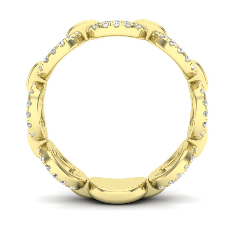 14k Gold Diamond Chain-link Ring Band - Abtin & Company 