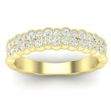 14k Gold Double Row Diamond Stackable Ring Wedding Band - Abtin & Company 